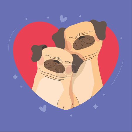 Téléchargez les illustrations : Cute dogs lovers couple characters - en licence libre de droit