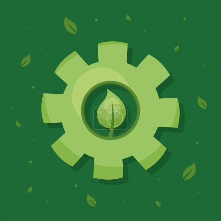 Illustration for Green gear with leaf icon - Royalty Free Image