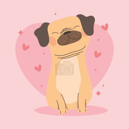 Illustration for Cute dog in love character - Royalty Free Image