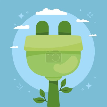 Illustration for Green energy connector plug icon - Royalty Free Image