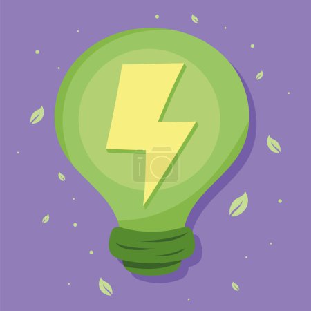 Illustration for Green bulb with ray power - Royalty Free Image
