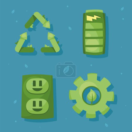 Illustration for Four green energy supplies icons - Royalty Free Image