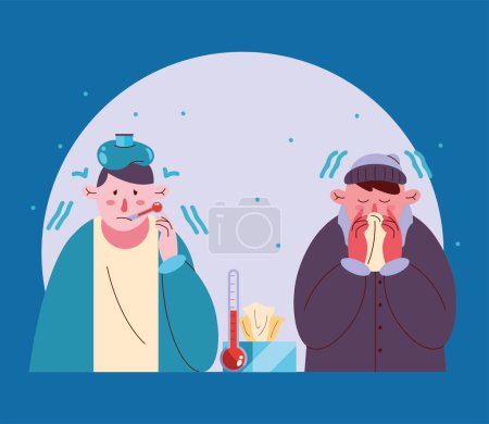 Illustration for Two men sick persons characters - Royalty Free Image