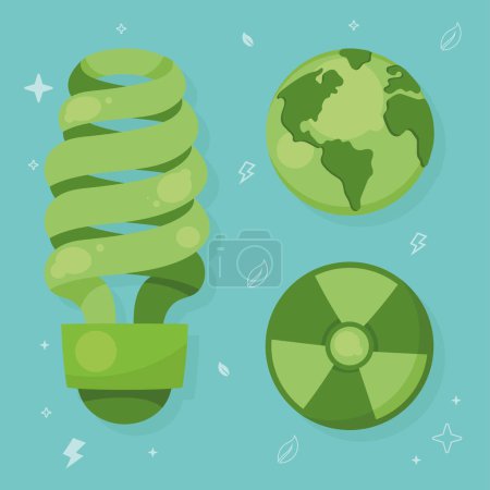 Illustration for Green energy three set icons - Royalty Free Image