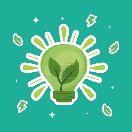 Illustration for Ecology green bulb with leafs - Royalty Free Image