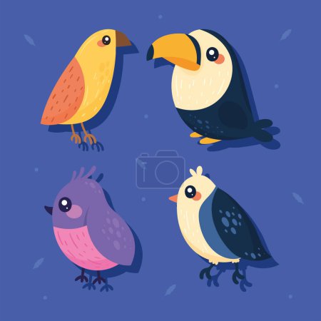 Ilustración de Four little birds animals icons - Imagen libre de derechos
