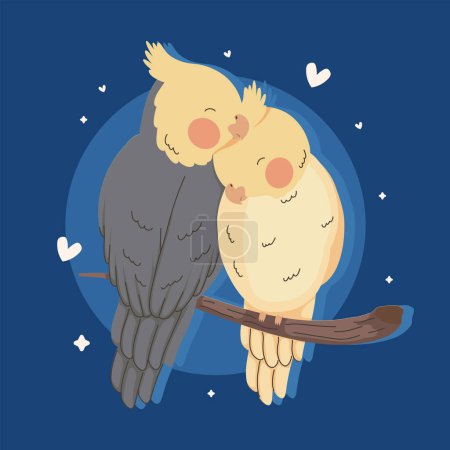 Téléchargez les illustrations : Couple of birds cute characters - en licence libre de droit