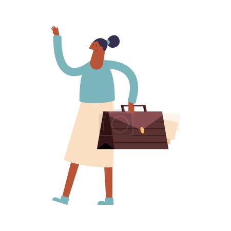 Ilustración de Businesswoman with portfolio worker character - Imagen libre de derechos