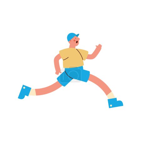 Téléchargez les illustrations : Young man running activity character - en licence libre de droit