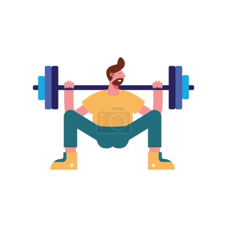 Téléchargez les illustrations : Man lifting weight fitness character - en licence libre de droit