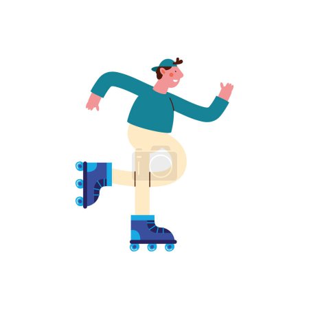 Téléchargez les illustrations : Man practicing skate activity character - en licence libre de droit