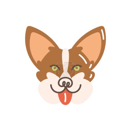Téléchargez les illustrations : Corgi dog head pet character - en licence libre de droit