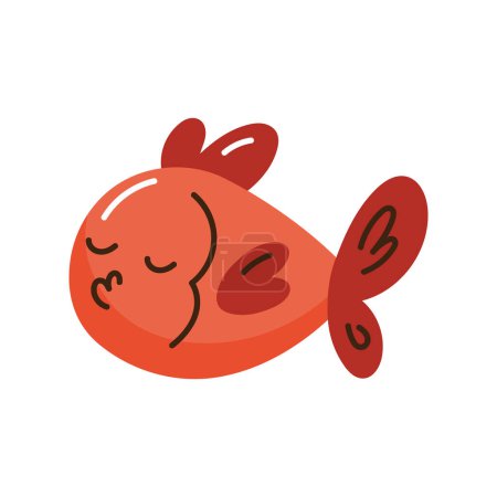 Ilustración de Cute red fish pet character - Imagen libre de derechos