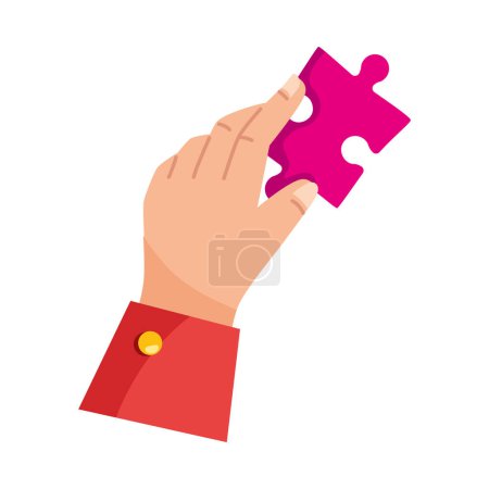 Illustration for Hand playing with puzzle piece - Royalty Free Image