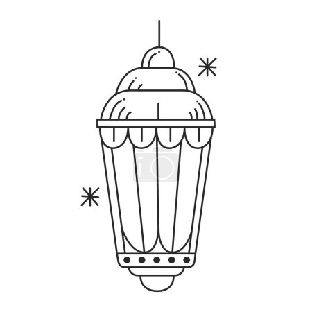Illustration for Arabic lamp hanging decorative icon - Royalty Free Image