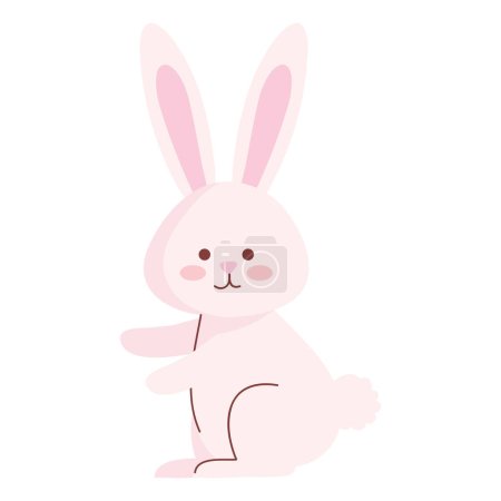 Illustration for Cute rabbit pink seated animal - Royalty Free Image