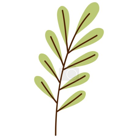 Ilustración de Branch with green leafs foliage - Imagen libre de derechos