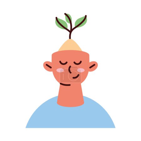 Ilustración de Ecologista hombre con planta en el carácter del cerebro - Imagen libre de derechos