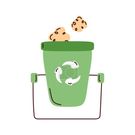 Illustration for Recycle bin green pot icon - Royalty Free Image
