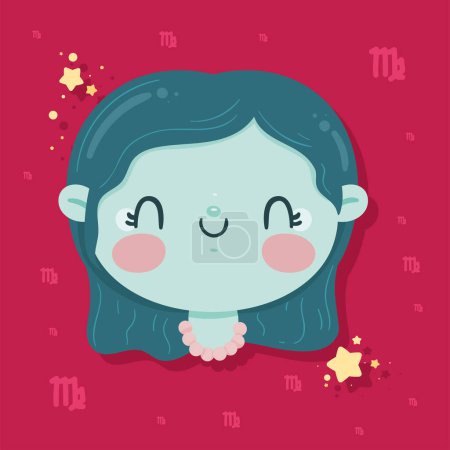 Illustration for Virgo zodiac sign cute icon - Royalty Free Image