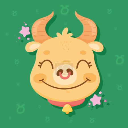 Illustration for Taurus zodiac sign cute icon - Royalty Free Image