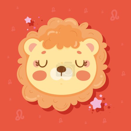 Téléchargez les illustrations : Leo zodiac sign cute icon - en licence libre de droit