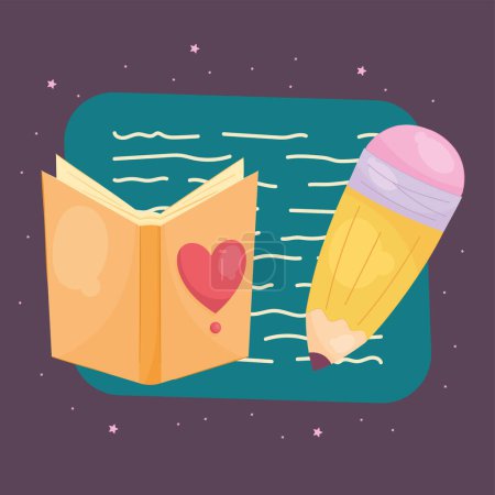 Illustration for Pencil and love book icons - Royalty Free Image