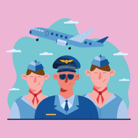 Téléchargez les illustrations : Airplane with aircrew team scene - en licence libre de droit
