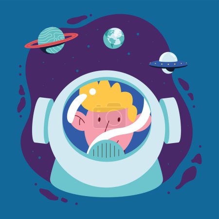 Illustration for Blond astronaut with helmet character - Royalty Free Image