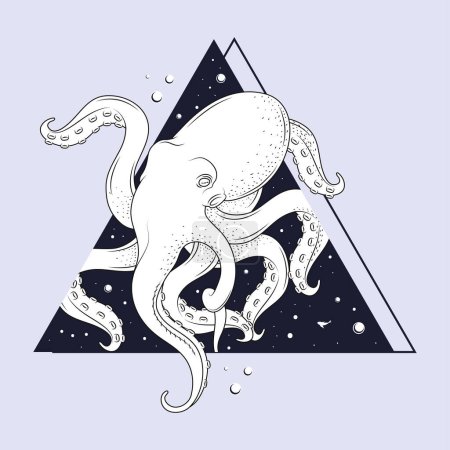Illustration for Surreal octopus in triangle scene - Royalty Free Image