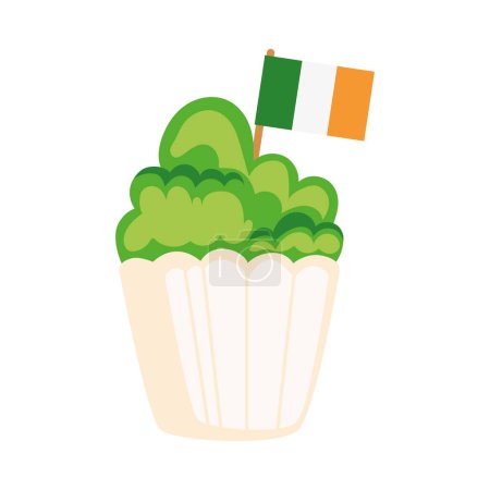 Ilustración de Bandera de Irlanda en el icono de cupcake - Imagen libre de derechos