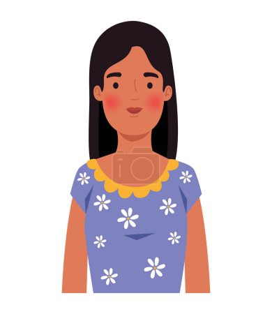 Téléchargez les illustrations : Femme portant un caractère chemisier floral - en licence libre de droit