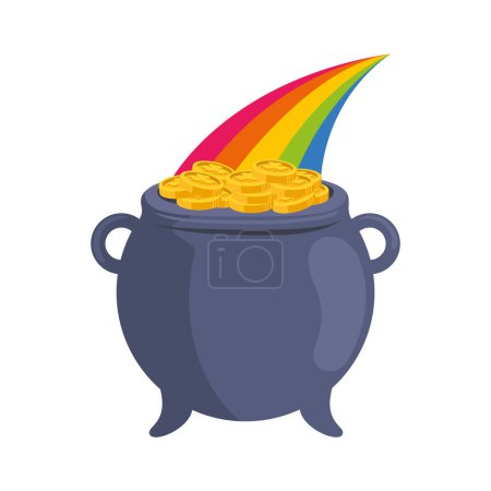 Ilustración de Caldero del tesoro con el icono del arco iris - Imagen libre de derechos