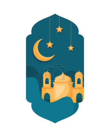 Téléchargez les illustrations : Mosquée musulmane dans l'icône cadre - en licence libre de droit