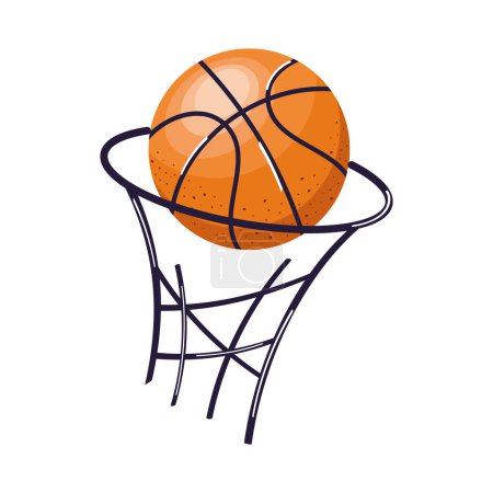 Illustration for Basketball balloon and basket icon - Royalty Free Image
