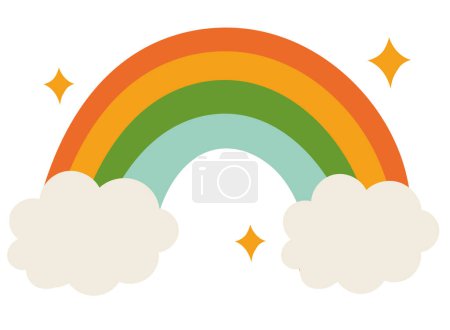 Illustration for Rainbow and clouds fairytale icon - Royalty Free Image