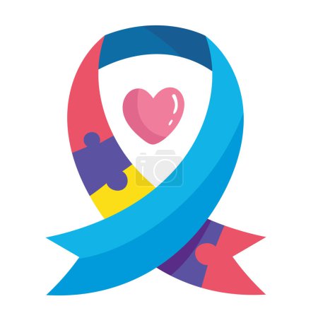 Illustration for Autism ribbon campaign with heart - Royalty Free Image