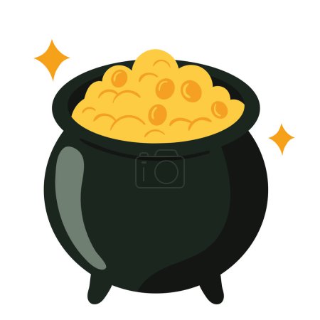 Téléchargez les illustrations : Treaure cauldron with coins icon - en licence libre de droit