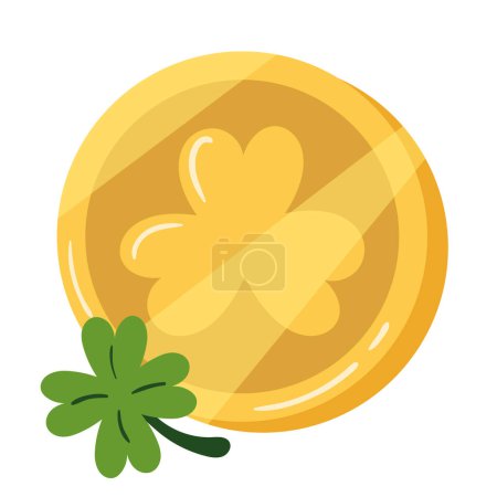 Illustration for Golden coin with clover icons - Royalty Free Image