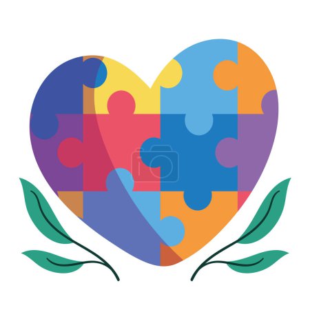 Téléchargez les illustrations : Puzzle pieces forming heart autism campaign - en licence libre de droit