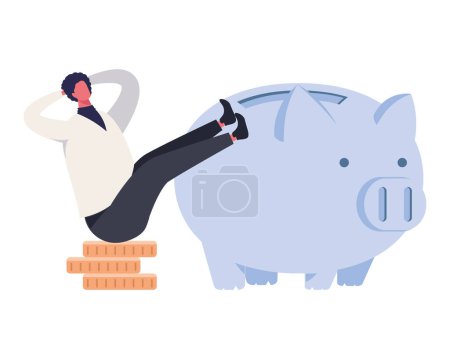Illustration for Elegant businessman with piggy character - Royalty Free Image