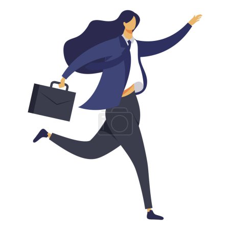 Téléchargez les illustrations : Elegant businesswoman running icon isolated - en licence libre de droit