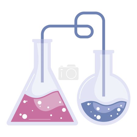 Téléchargez les illustrations : Test flasks laboratory equipment icon - en licence libre de droit