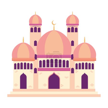 Téléchargez les illustrations : Mosquée musulmane façade icône traditionnelle - en licence libre de droit