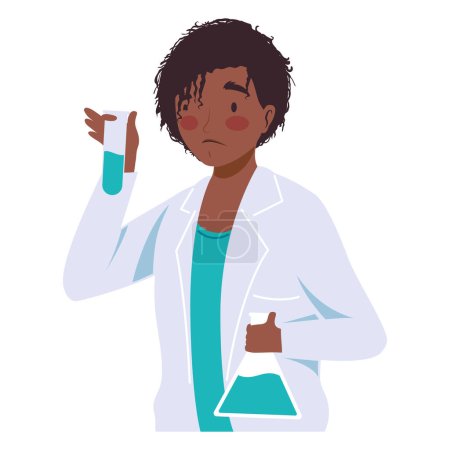 Téléchargez les illustrations : Afro caractère de travailleuse de laboratoire - en licence libre de droit
