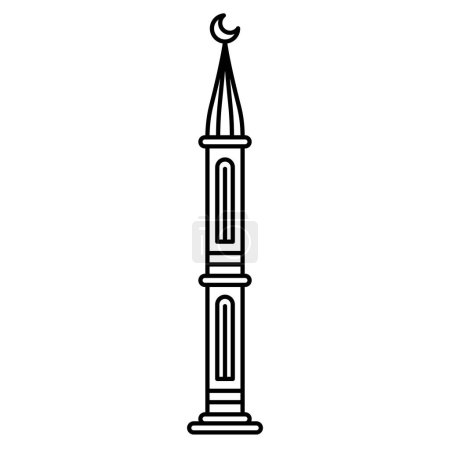 Téléchargez les illustrations : Mosquée musulmane tour icône monochrome - en licence libre de droit