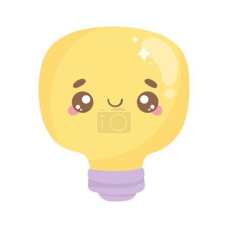 Illustration for Happy bulb kawaii comic character - Royalty Free Image