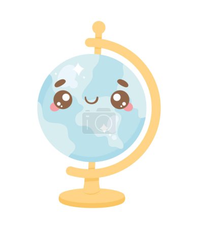 Illustration for World map kawaii comic character - Royalty Free Image