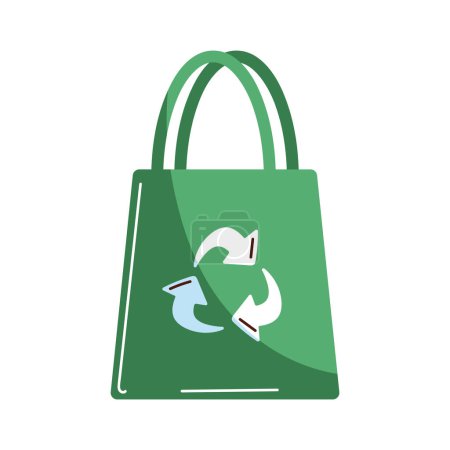 Ilustración de Bolsa ecológica verde con flechas de reciclaje - Imagen libre de derechos