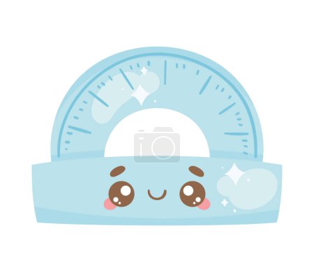 Illustration for Protractor rule kawaii comic character - Royalty Free Image